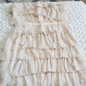Forever 21 Tan/Cream Ruffle Dress